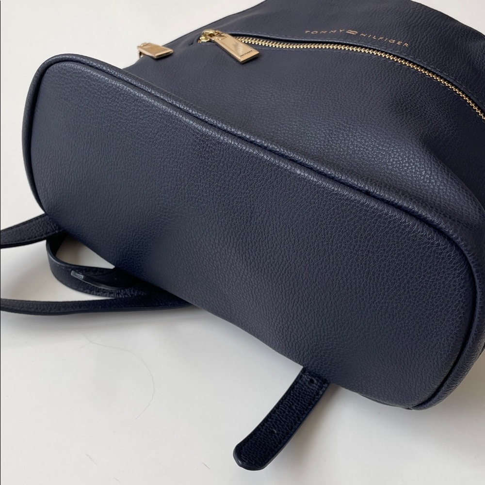 Tommy Hilfiger Navy Leather Mini Backpack with Gold Hardware - Picture 10 of 14